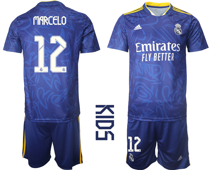 Youth 2021-2022 Club Real Madrid away blue #12 Soccer Jersey->youth soccer jersey->Youth Jersey